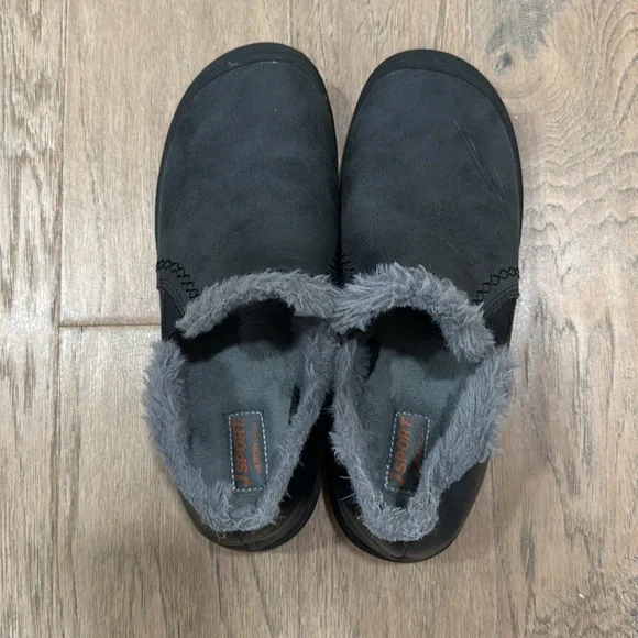 J Sport Shoes Womens 7.5M Willa Faux Fur Trim Slip On S2WLA01 Gray Suede Comfort - Picture 3 of 8